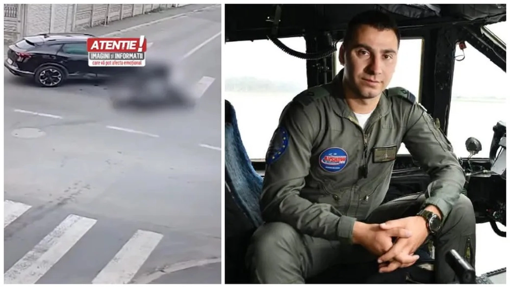 Noi imagini de la accidentul care l-a ucis pe pilotul militar Mihai Vîrdol. Imaginile surprind momentul impactului dintre motocicleta angajatului MApN și autoturism