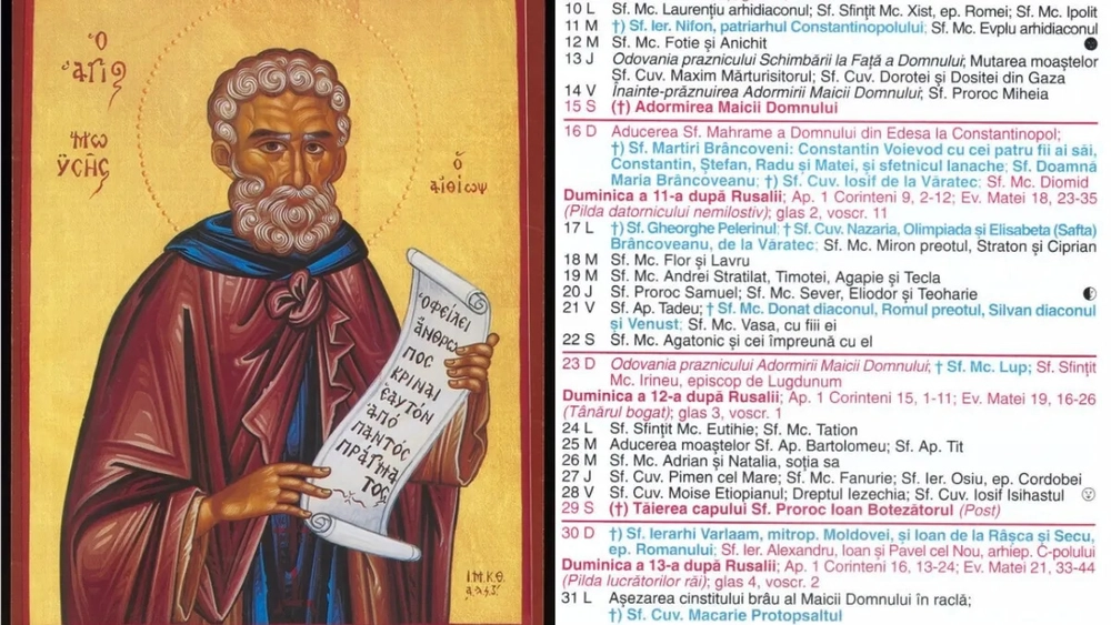 Ce sărbătoare este în Calendarul ortodox pe 28 august 2026?