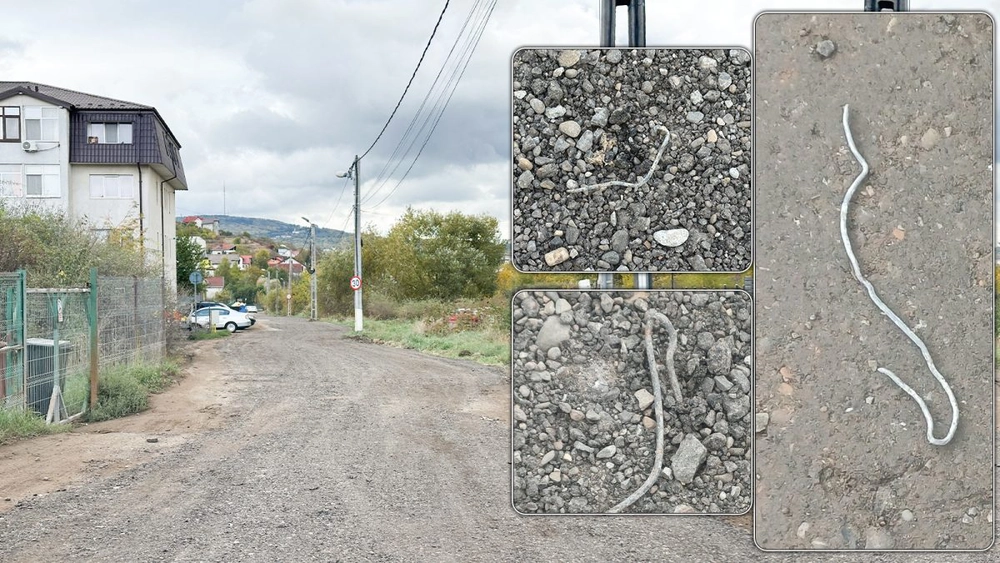 Capcane pe strada Grigore T. Popa! Primăria și Citadin au turnat strat de pietriș cu bucăți de fier-beton și sârmă