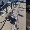 Accident grav pe Șoseaua Colentina: Mașină distrusă complet pe linia tramvaiului 21