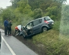 Accident rutier pe Drumul European, în dreptul localității Strunga. Un autoturism a ieșit în decor