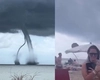 Momentul în care o plajă plină de turiști este lovită de o tornadă. Rafalele de vânt au făcut prăpăd
