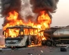 Accident devastator! Un autobuz s-a răsturnat și a luat foc! 21 de oameni au murit!