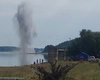 Momentul în care stânca Pârjoaia este detonată cu 100 de kilograme de explozibil. Imaginile surprinse de camere