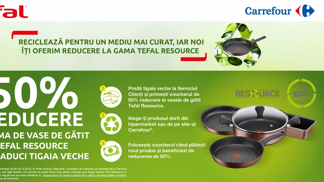 Beneficezi de 50 Reducere la gama de vase de gatit Tefal Resource.