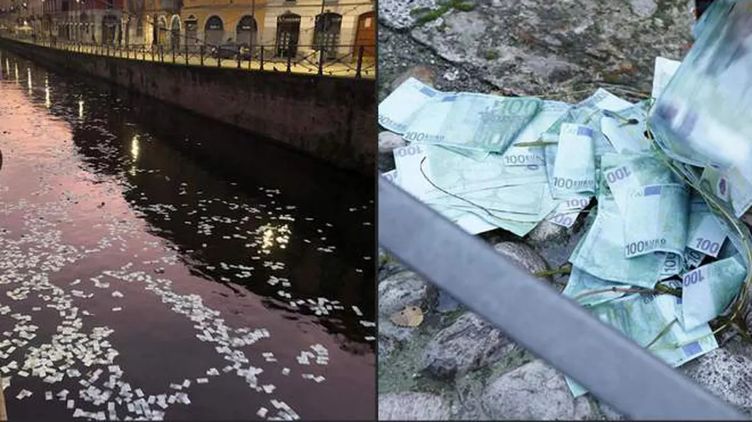 Plouă cu bani în Milano Mii de euro au plutit pe canalul Naviglio Pavese