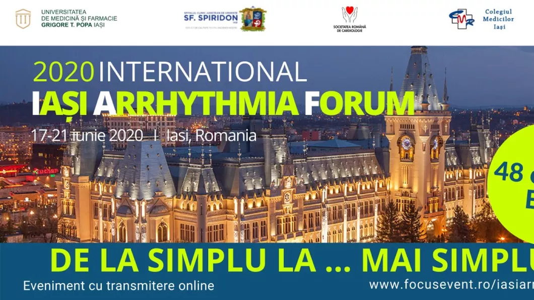 Medici specialiști în tratarea bolilor cardiovasculare din toată lumea vor participa online la evenimentul Iași Arrhythmia Forum 2020