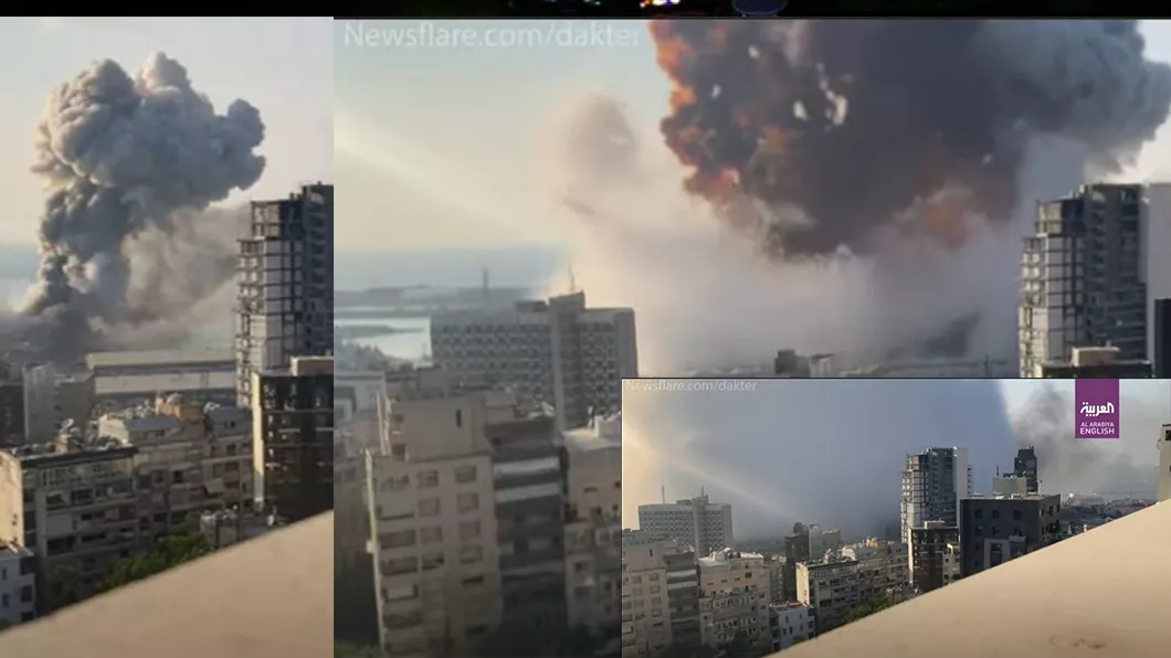 Noi imagini în slow motion cu explozia din Beirut Filmarea este 4k - VIDEO