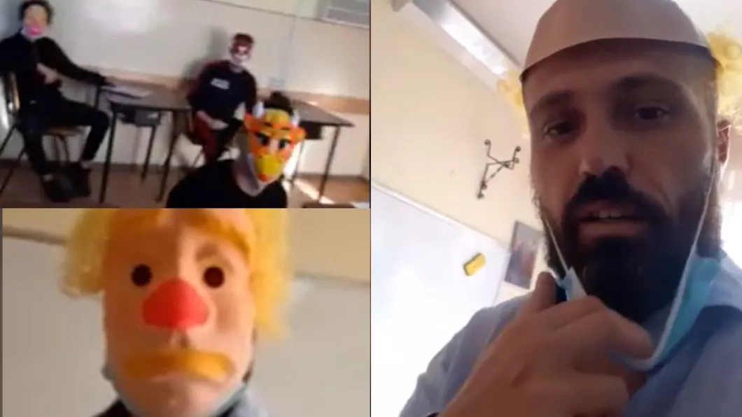 Profesorul care s-a filmat purtând o mască de clown și i-a încurajat pe elevi să îi urmeze exemplul și-a argumentat gestul