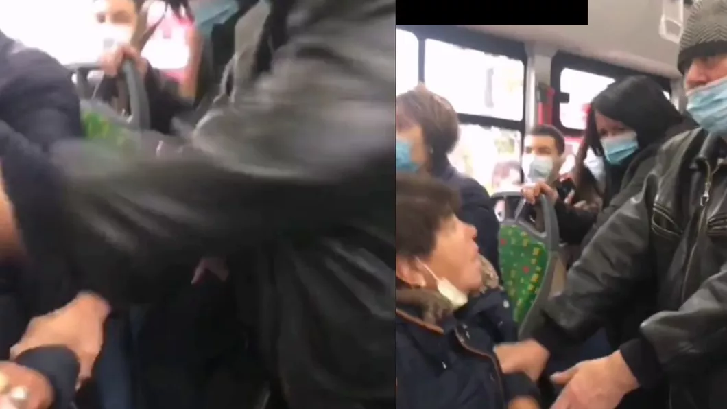 Scandal într-un autobuz CTP Iași. Un ieşean a pălmuit o femeie care nu purta mască - VIDEO