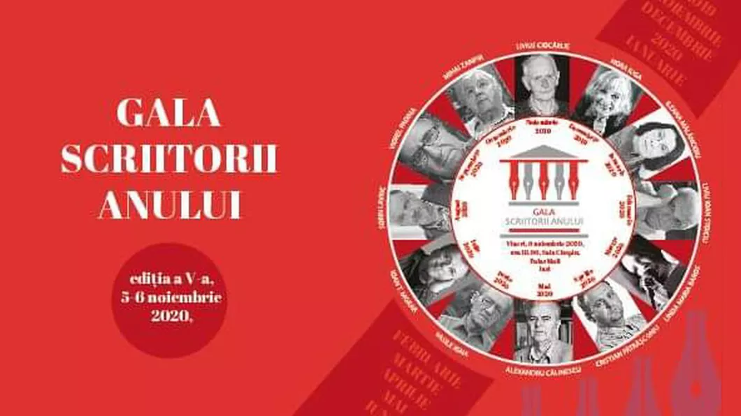 Gala Scriitorii Anului 2020 la Iași organizată într-o formulă inedită și în parteneriat cu Uniunea Scriitorilor din România