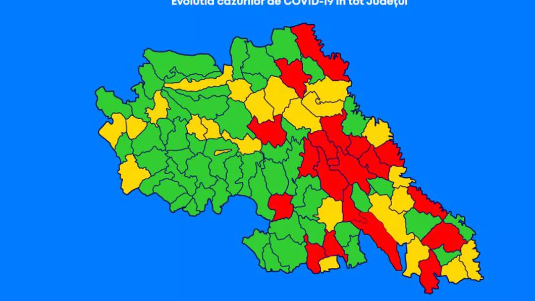 Harta incidenței COVID-19 în județul Iași. Iată cele mai afectate localități ieșene