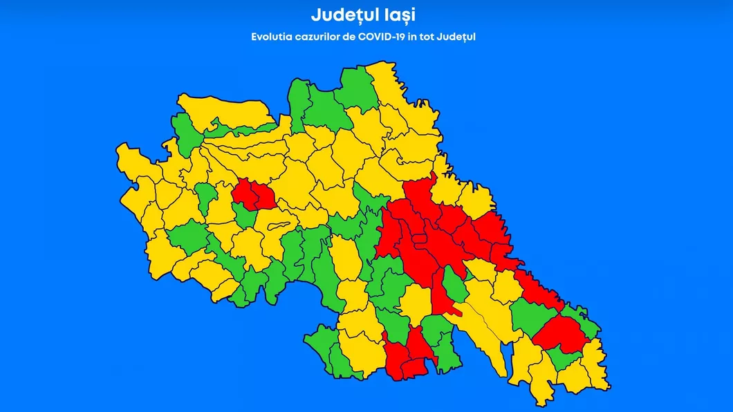 Harta incidenței Covid-19 pe fiecare localitate din județul Iași