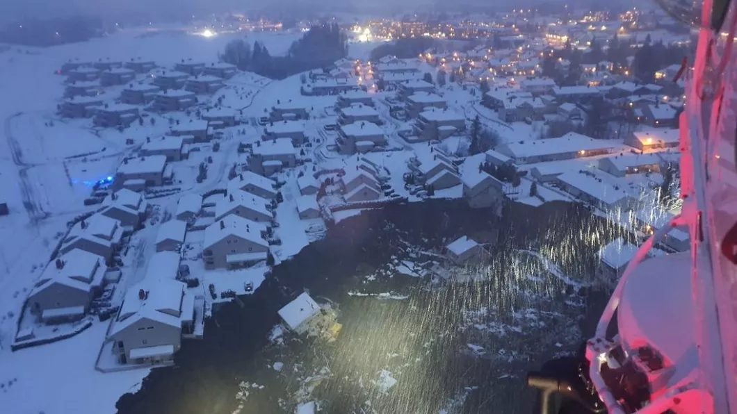 Alunecare de teren în Norvegia zece persoane rănite și 21 dispărute - Video Galerie Foto