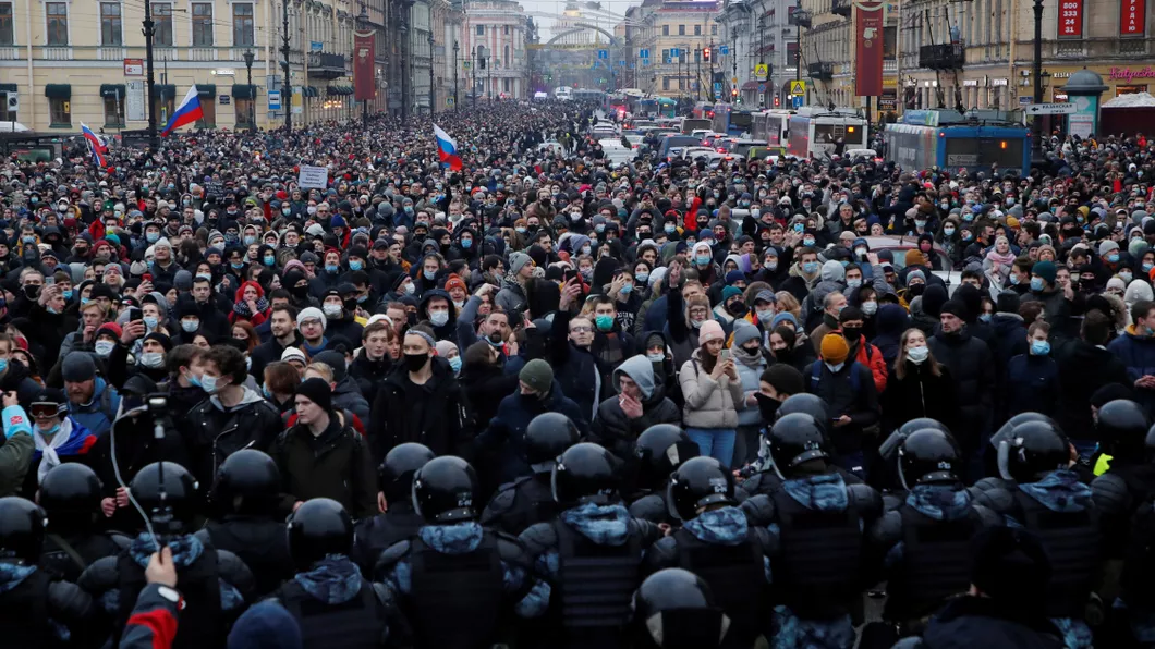 3.296 de persoane au fost reținute în Rusia în urma protestelor organizate pentru Aleksei Navalnîi