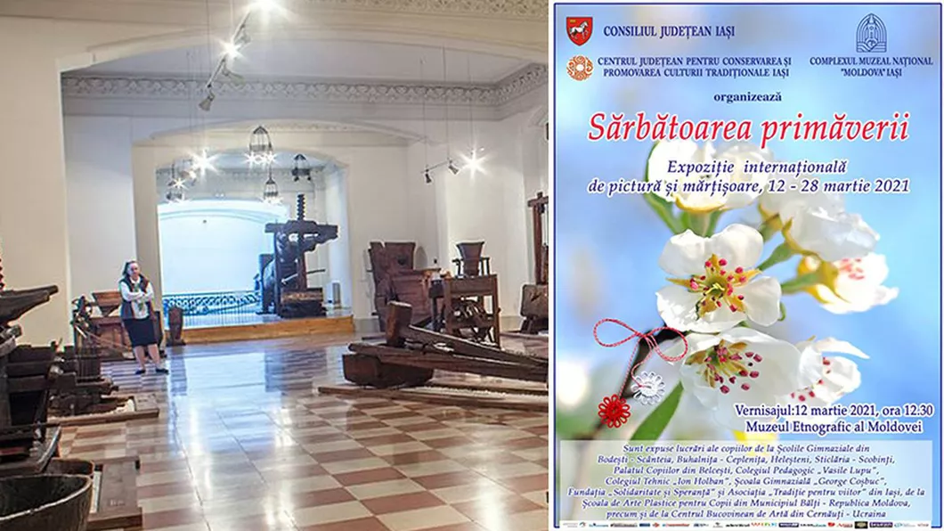 Expoziție - eveniment internațional de pictură și mărțișoare la Muzeul Etnografic al Moldovei de la Palatul Culturii din Iași