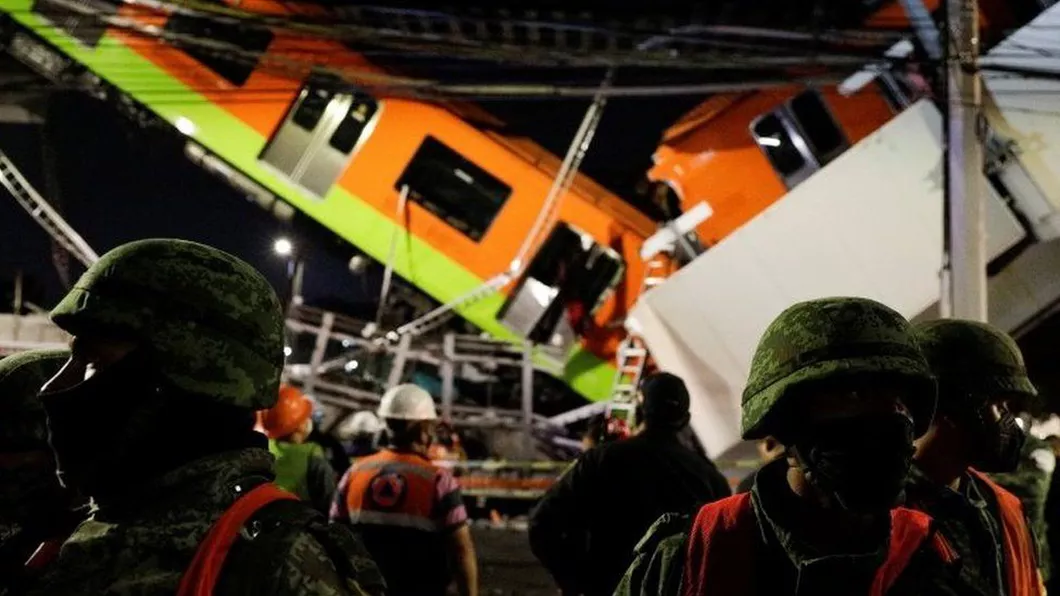 Tragedie în Mexic după ce zeci de persoane au fost rănite și 15 oameni au murit ca urmare a prăbușirii unui tren de metrou - FOTO VIDEO