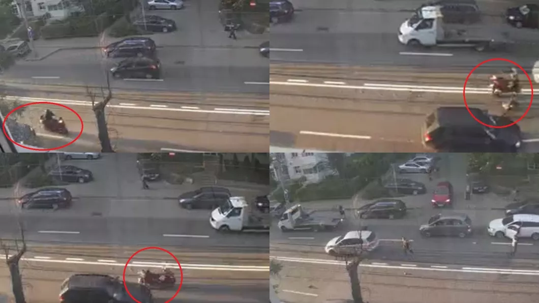 Imagini incredibile surprinse la Iași Un motociclist a fost cât pe ce să fie ucis de o șoferiță cu care s-a certat în trafic Izbit în plin a fost proiectat pe contrasens