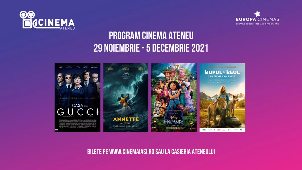 Trei difuzări Casa Gucci săptămâna viitoare la Cinema Ateneu Iași