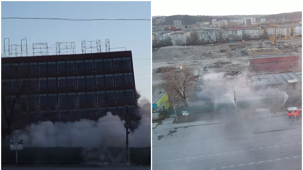 Imagini spectaculoase la Iaşi Una dintre cele mai cunoscute clădiri din zona industrială a fost aruncată în aer. Urmează să se construiască un proiect imobiliar - LIVE VIDEO DRONĂ FOTO