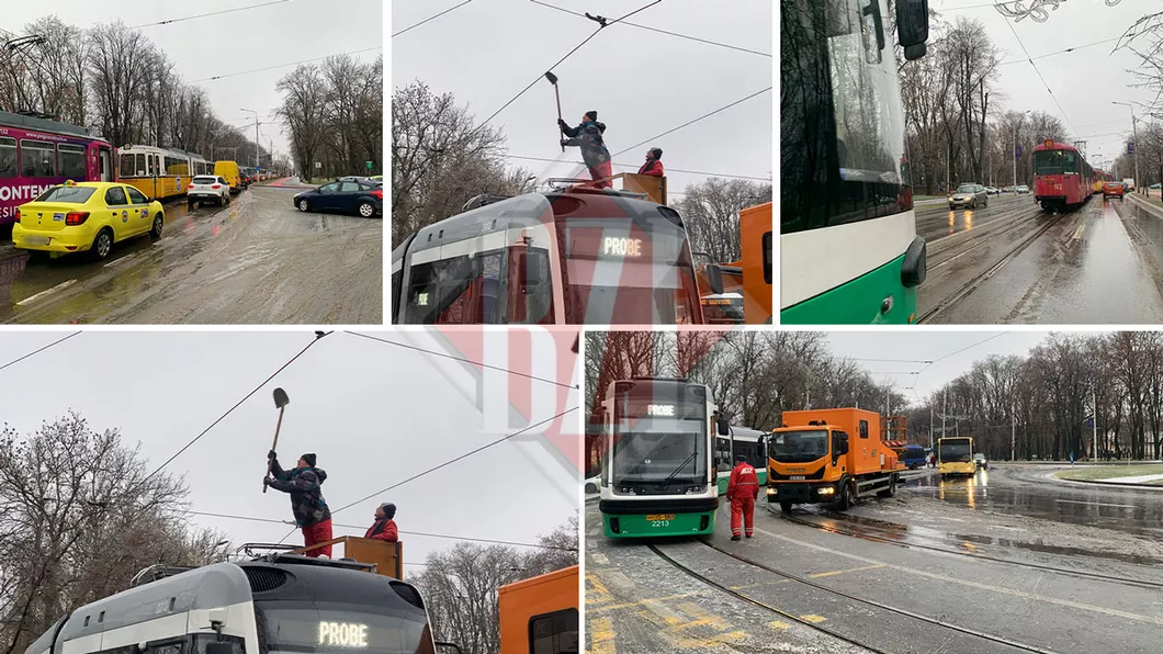 Imagini incredibile surprinse la Iași Un tramvai pe care s-a plătit 2 milioane de euro a fost reparat cu lopata de muncitorii de la CTP. Trecătorii au început să filmeze grozăvia- GALERIE FOTO  VIDEO