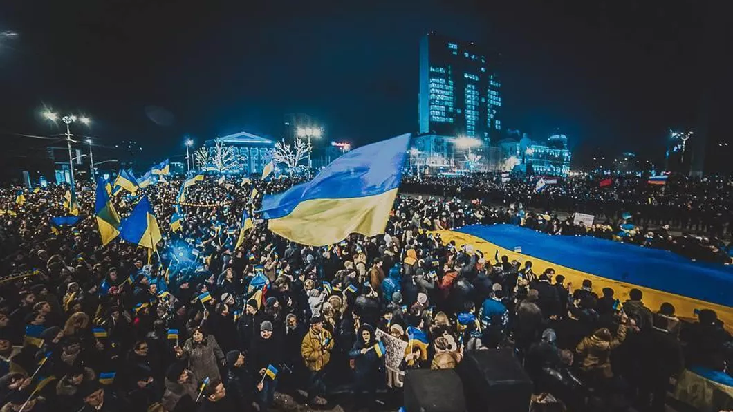 Ieșenii sunt solidari cu poporul ucrainean Manifestație pe pietonalul Ștefan cel Mare