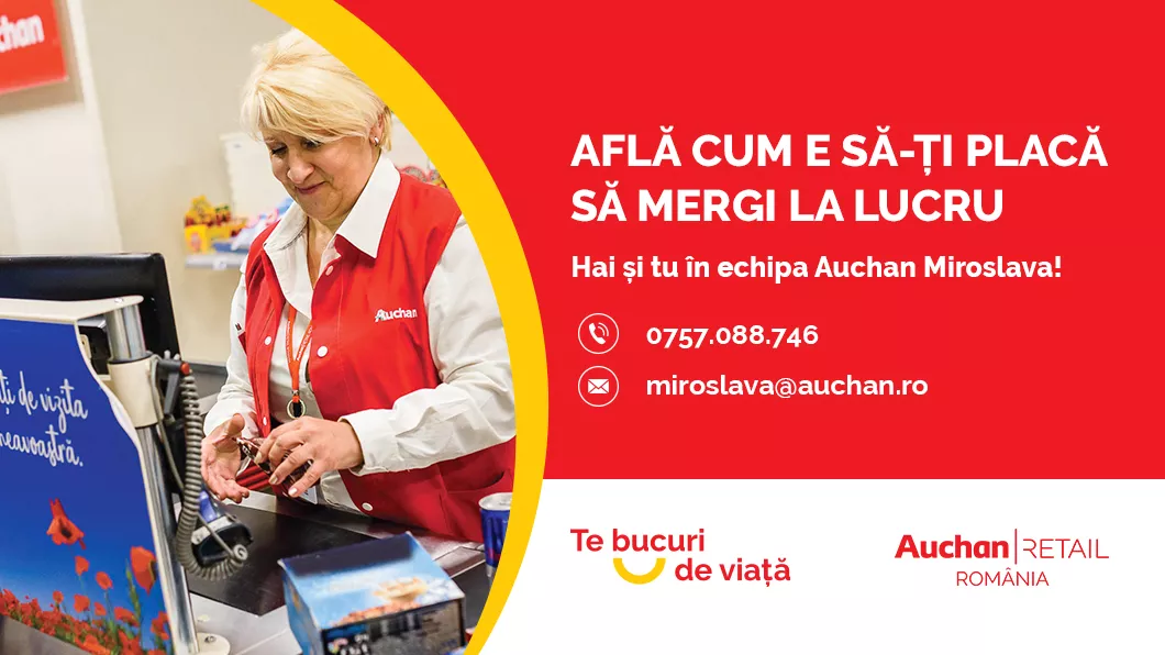 Auchan recrutează în județul tău Hai în noua echipă Auchan Miroslava și bucură-te de nenumărate beneficii