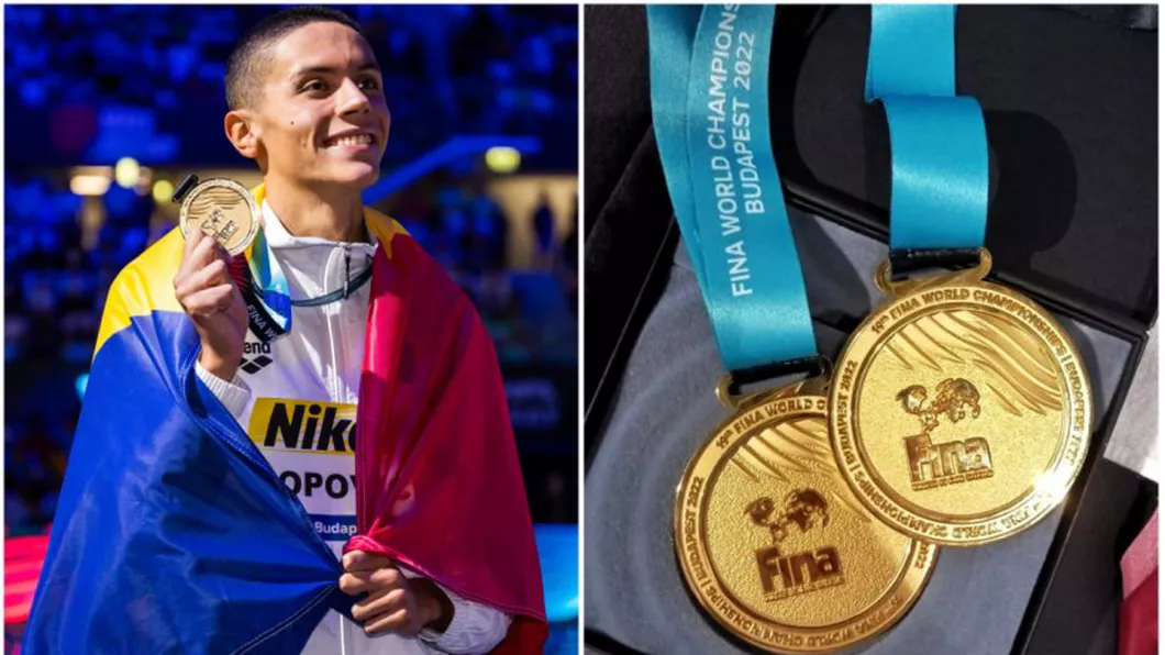 David Popovici revine în ţară Dublul campion mondial se întoarce acasă cu cele două medalii de aur