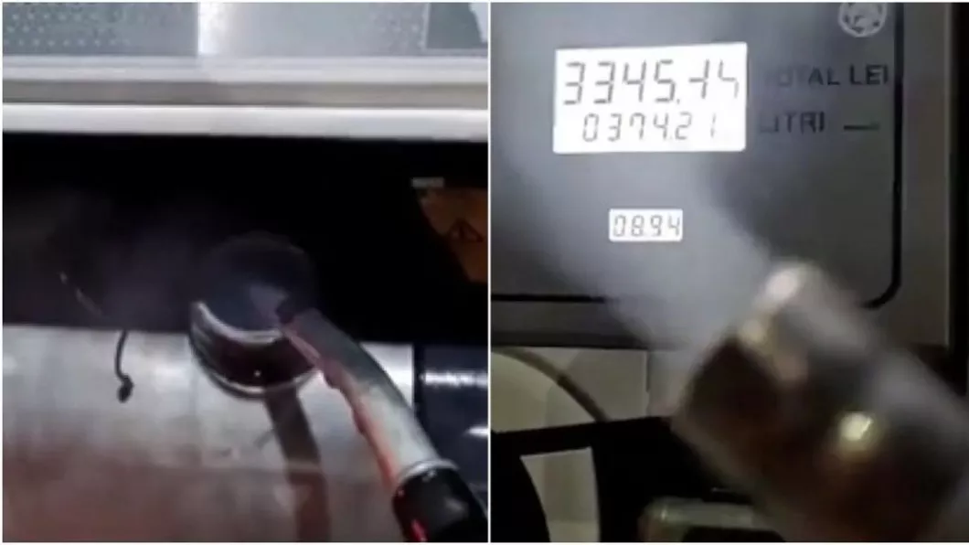 Un bărbat a vrut să alimenteze dar a avut o surpriză. Aparatul taxa dar primea doar aer - VIDEO