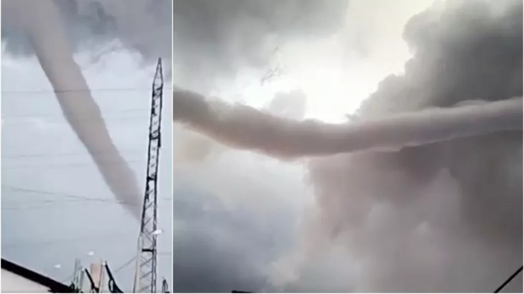 O tornadă uriaşă a fost surprinsă în imagini lângă Craiova - VIDEO
