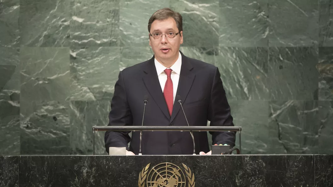 Președintele sârb Aleksandar Vucic reacție furibundă la ONU Integritatea teritorială a fost încălcată de NATO fără ca țara să atace pe cineva