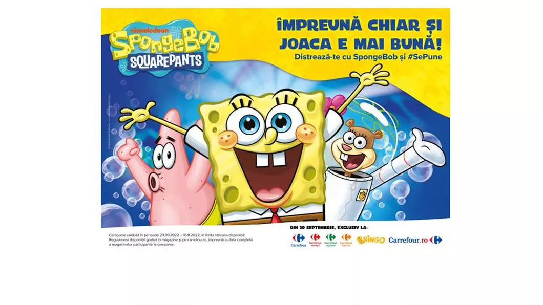 Carrefour își întâmpină clienții cu o nouă campanie de fidelizare SpongeBob Pantaloni Pătrați