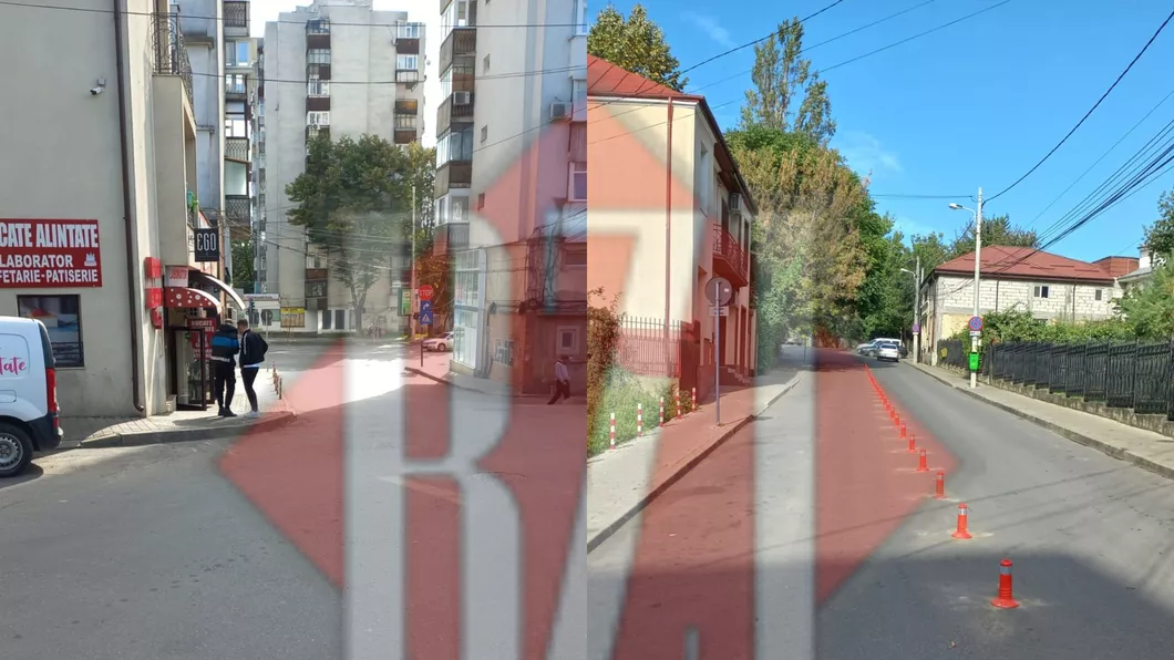 S-au montat separatoare de benzi pe strada Mihai Eminescu din Iași în apropiere de Bolta Rece