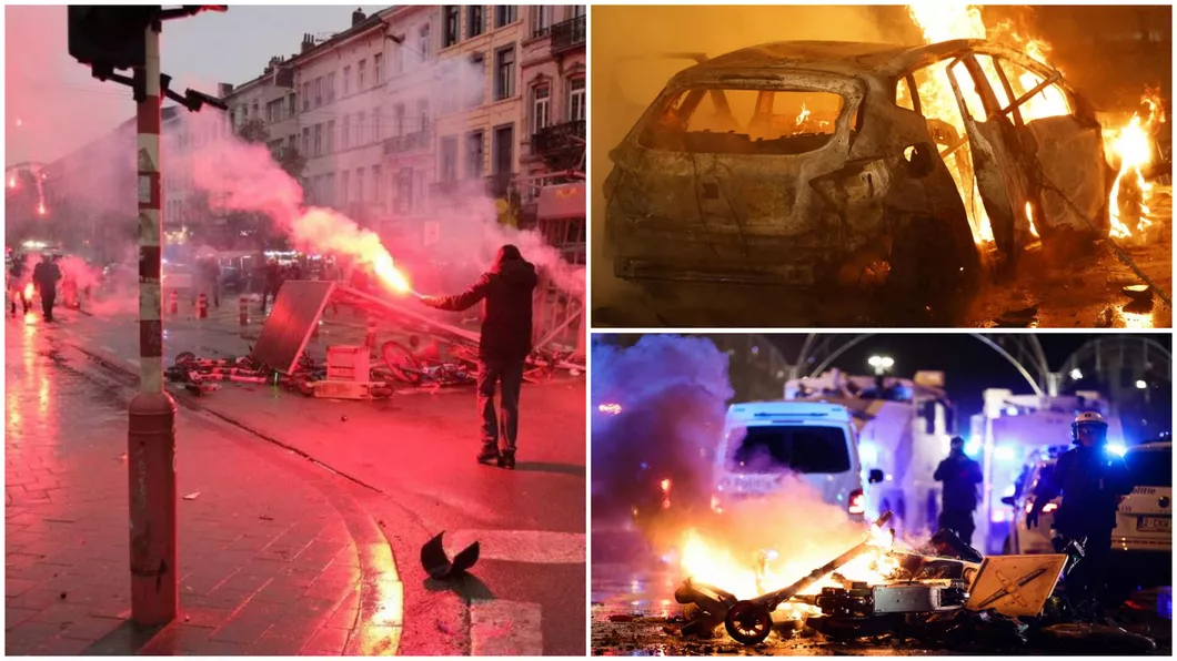 Incidente violente la Bruxelles şi la Anvers după calificarea Marocului la Cupa Mondială poliția a arestat zeci de persoane - VIDEO