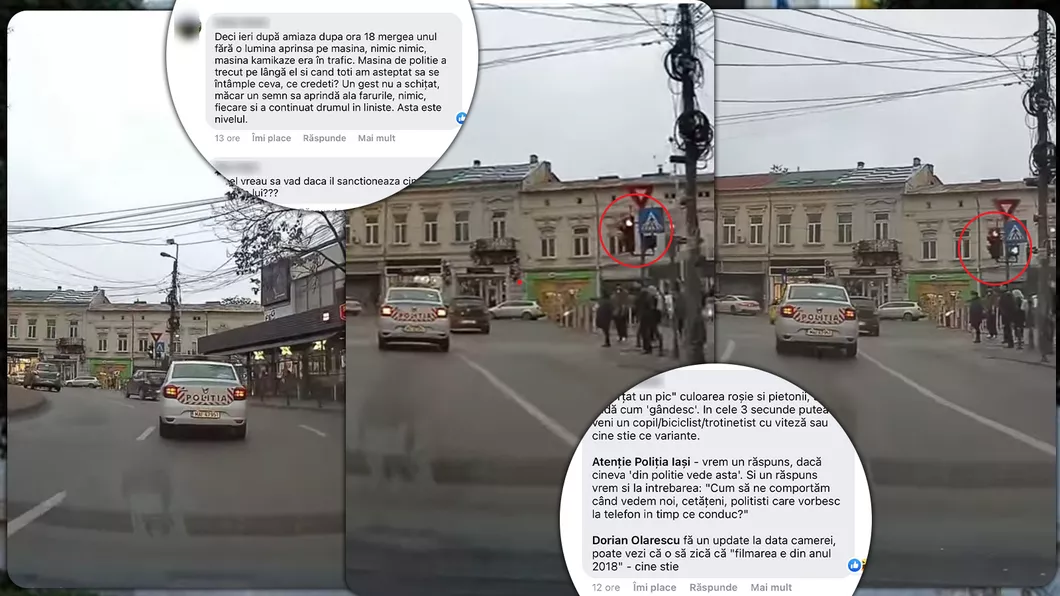 Polițiștii ieșeni au fost surprinși încălcând regulile de circulație Au forțat un pic culoarea roșie  FOTOVIDEO
