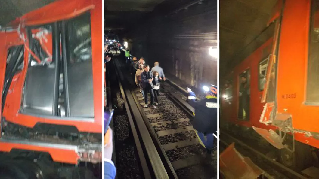 Un mort si 57 de răniți în urma unei coliziuni între două garnituri de metrou în capitala Mexicului - VIDEO