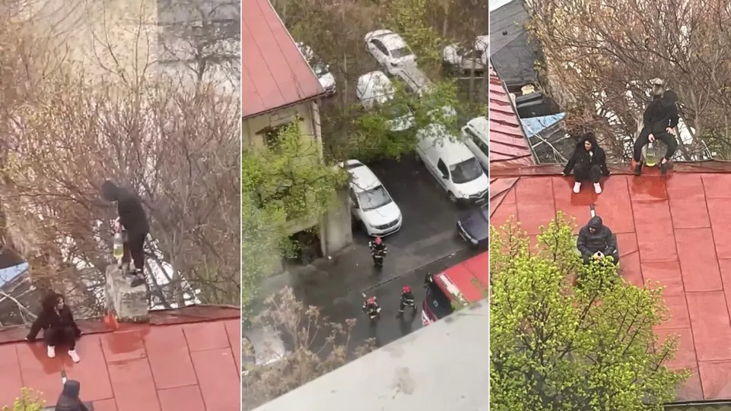 Două persoane amenință că își dau foc pe acoperișul unei clădiri din București