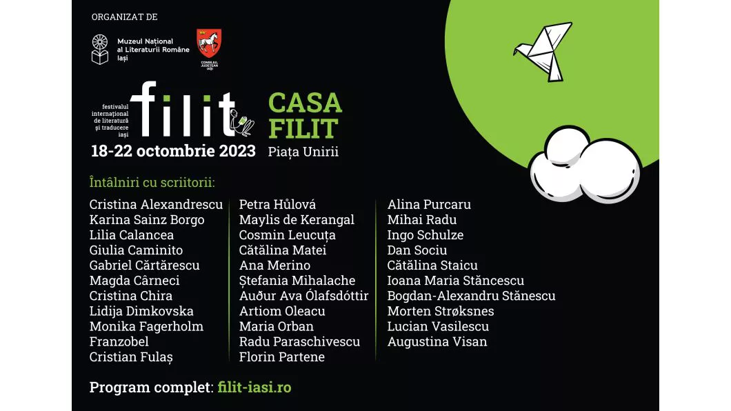 Festivalul Internațional de Literatură și Traducere Iași  FILIT  reunește unele dintre cele mai mari nume ale literaturii contemporane în Iași la cea de-a XI-a ediție a evenimentului