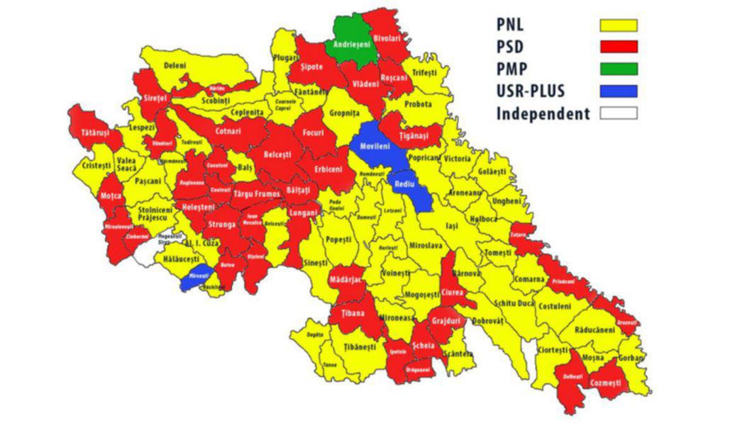 PNL Iași și-a adjudecat 51 de primării din totalul de 98 din județul Iași după alegerile locale 2020