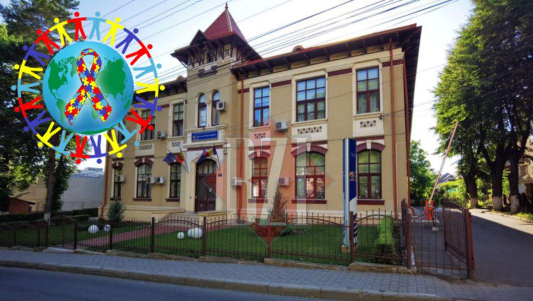Simbol pentru Ziua Internațională de Conștientizare a Autismului și sediul Inspectoratului Școlar Județean Iași