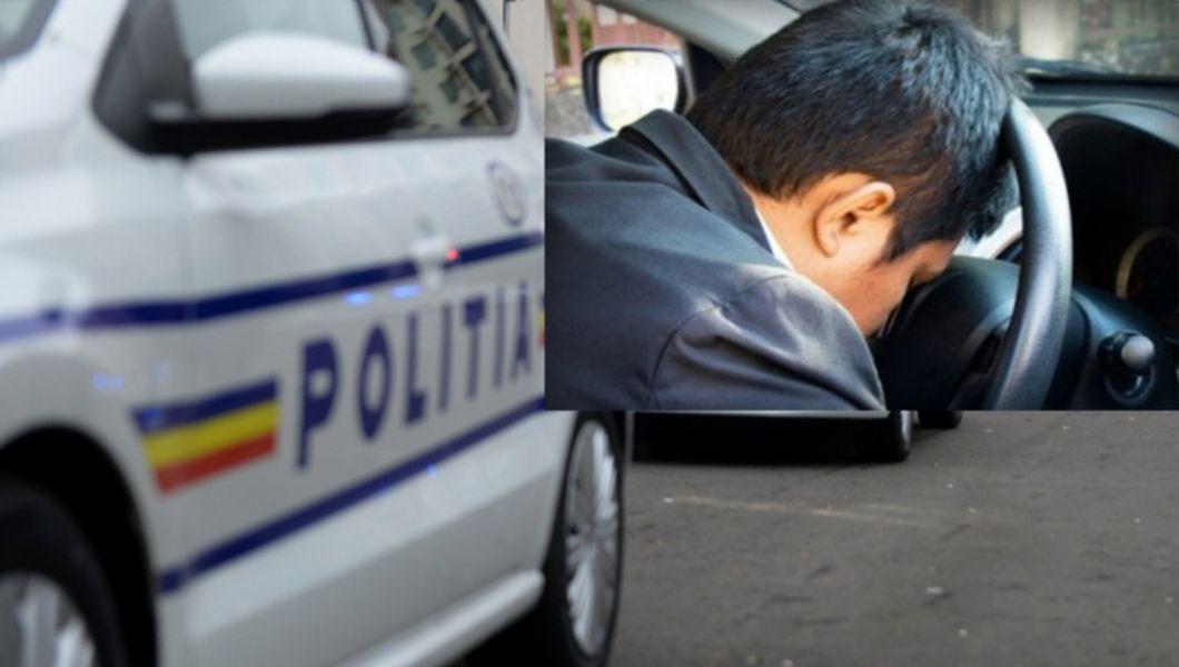 O autospecială a Poliției Rutiere și un șofer adormit la volan