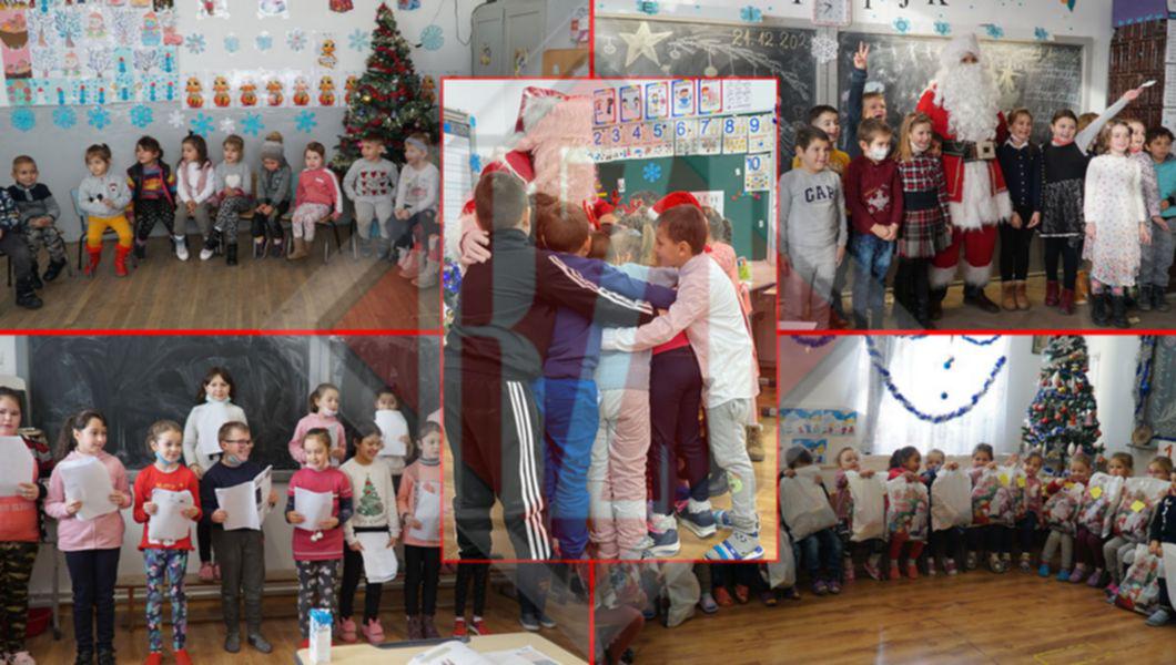 Moș Crăciun, cu copiii, în școlile și grădinițele din comuna Andrieșeni