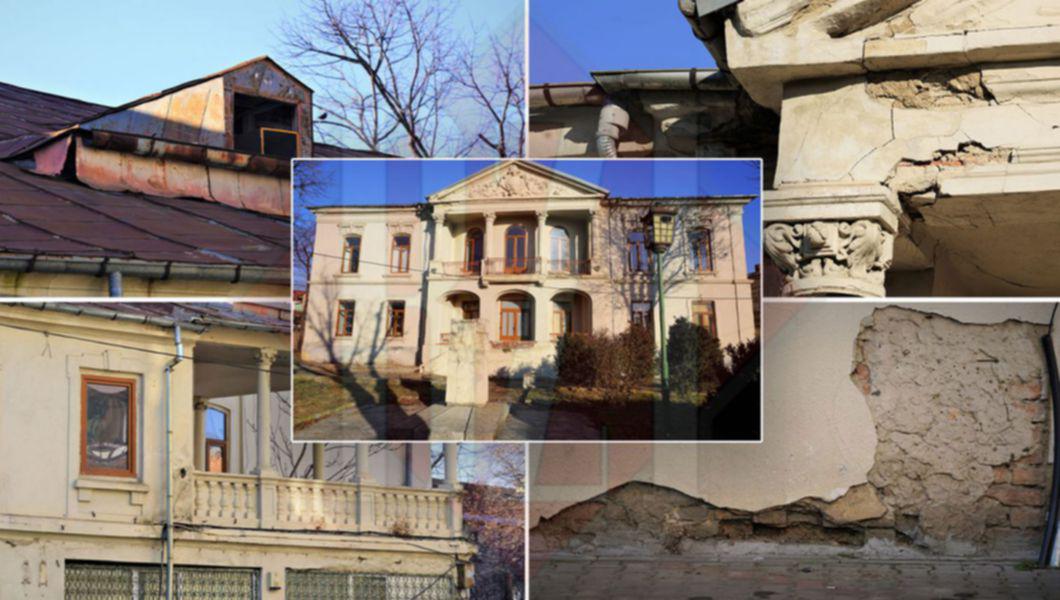 Degradări la Casa Callimachi-Ghica, din Iași, de pe strada Cuza Vodă, numărul 41