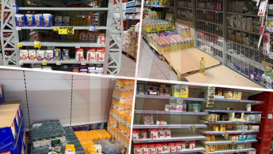 Rafturile cu ulei, zahăr și făină din mai multe supermarket-uri din Iași