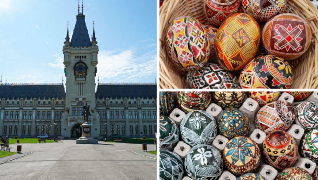Palatul Culturii din Iași și ouă încondeiate
