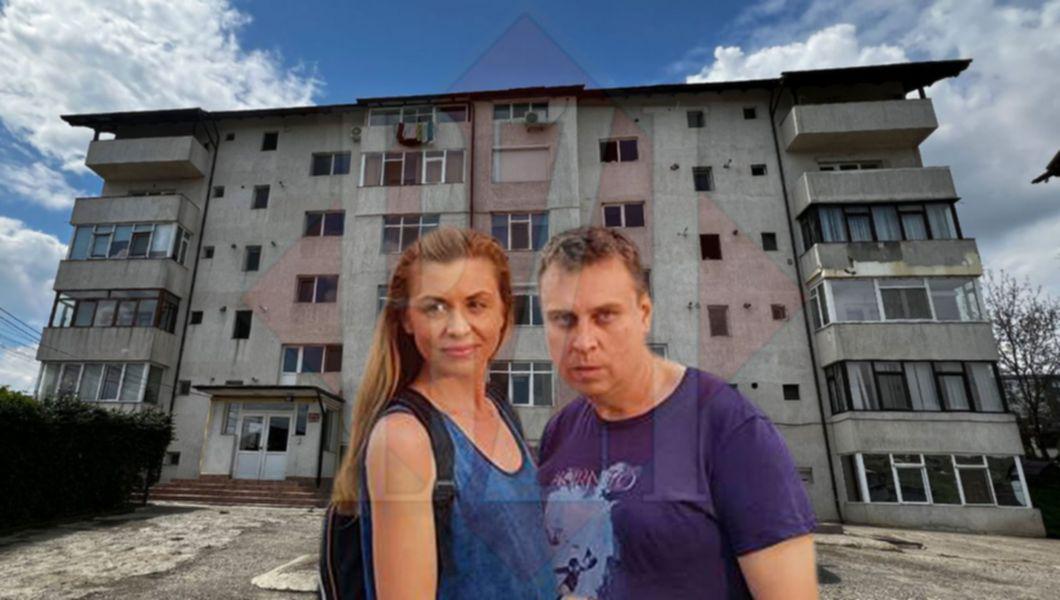 Soții Tudor și Marilisa Toma și blocul din sat Vișan, comuna Bârnova, jduețul Iași