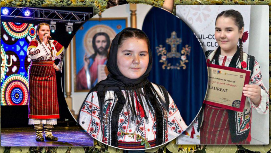 o imagine cu Maria Ionescu imbracata in costum traditional