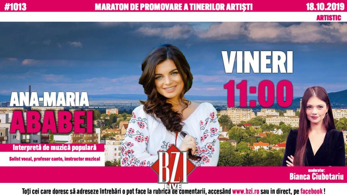 Despre cântec, dans și voie bună! Ana Maria Ababei, un cunoscut interpret muzical din Iași va veni la BZI să discute despre cele mai noi proiecte ale sale - LIVE VIDEO