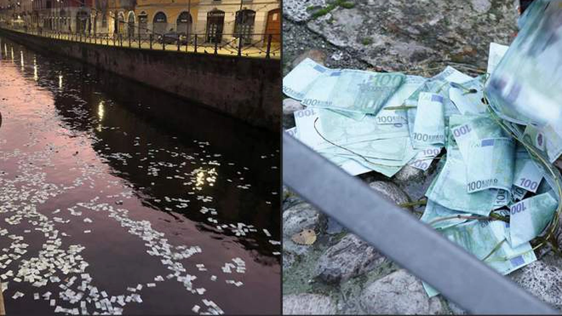 Plouă cu bani în Milano? Mii de euro au plutit pe canalul Naviglio Pavese