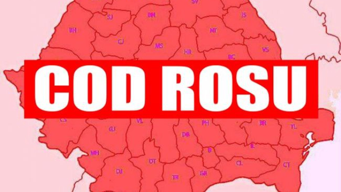 Cod roșu de ploi puternice, grindină și vijelie în mai multe localități din România